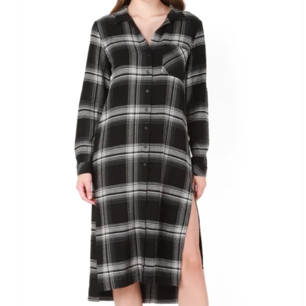 Bella Dahl black plaid maxi/duster XS